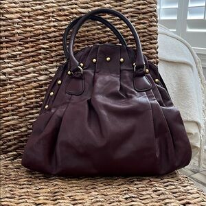 Valentino Purse Burgundy Handbag with Gold Hardware